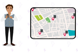 Locating a charging station on the map